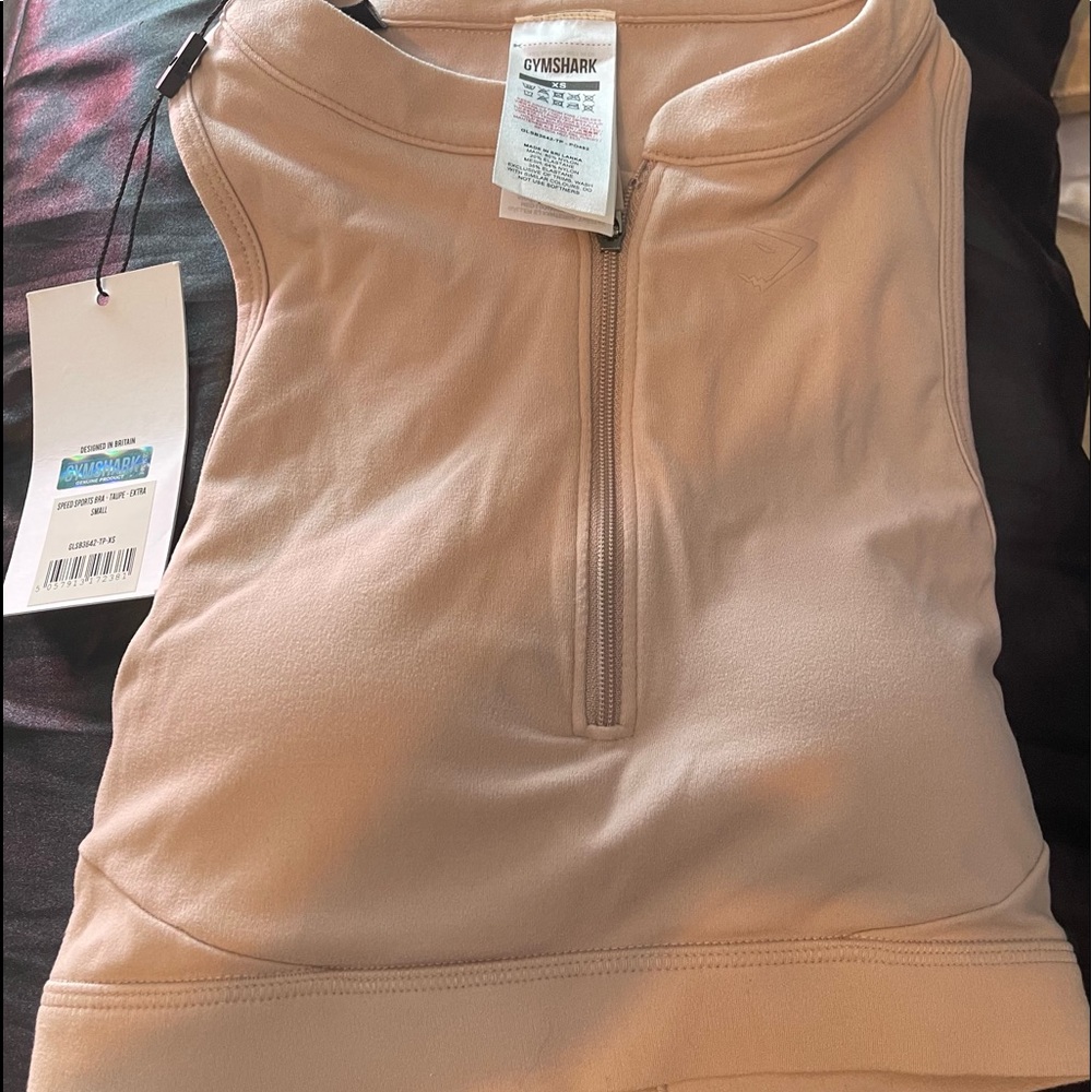 Gym shark taupe sports bra